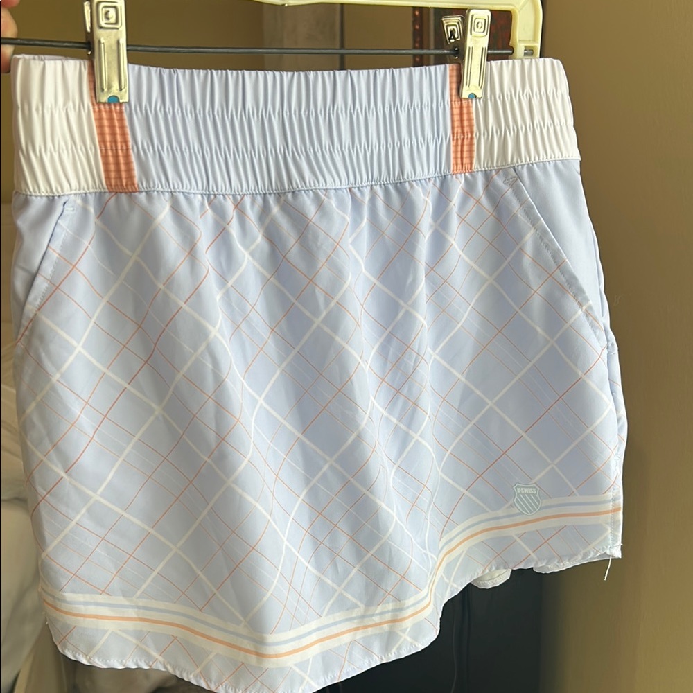 Stylish Blue, White and Orange Women's Tennis Skirt